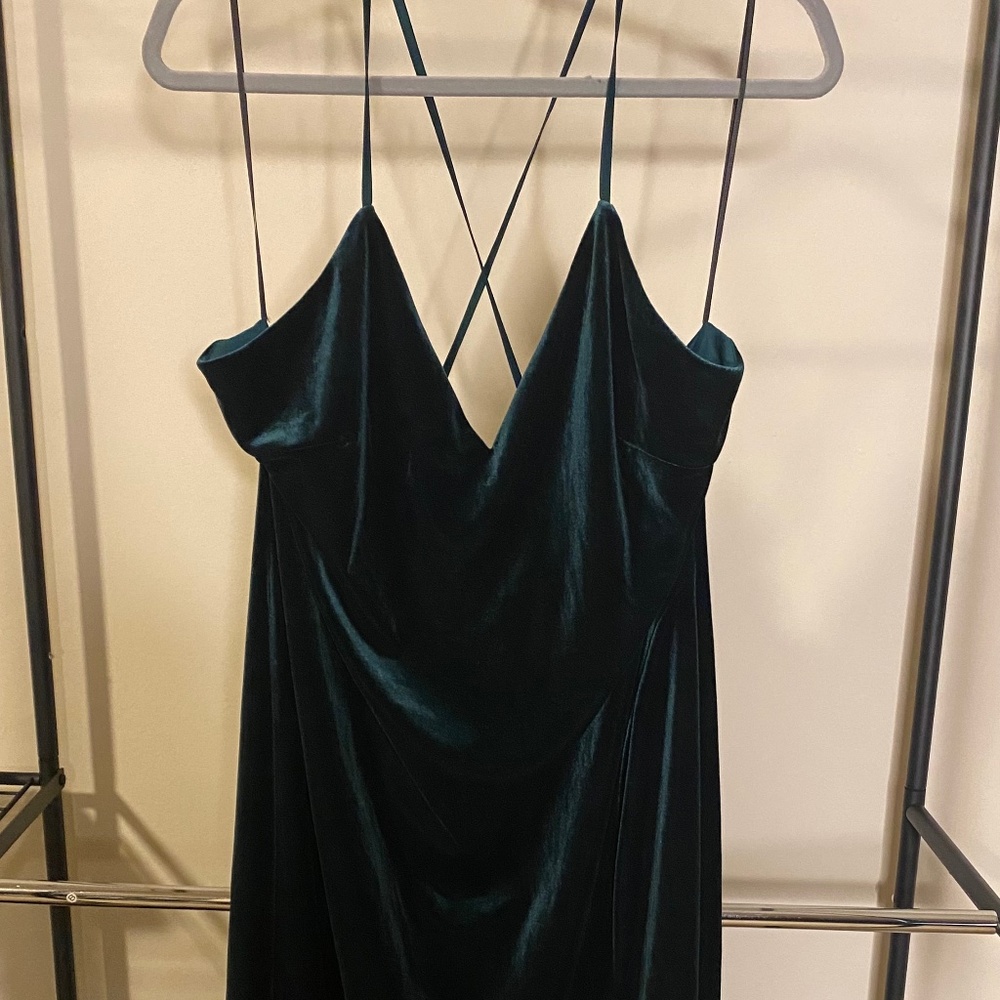 Express Green Velvet Slipdress